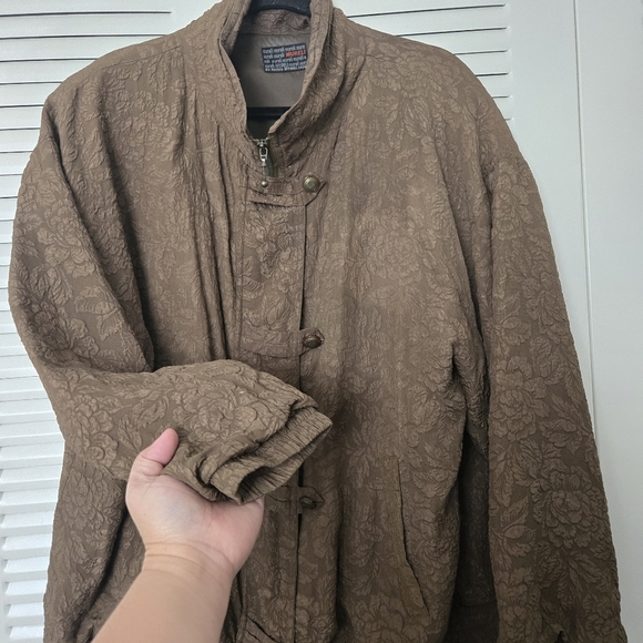 Vintage Mureli Windbreaker Size L Green Floral Pattern - Picture 5 of 9